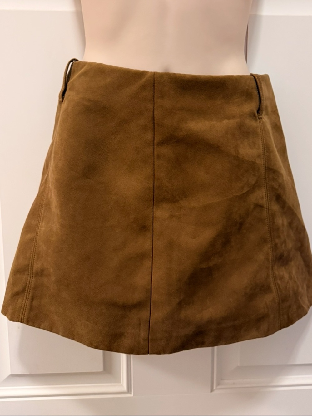 H&M Divided Suede-Feel Mini Skirt- Brown, 8